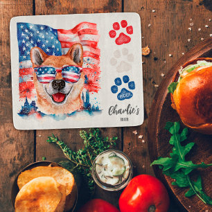 Tabla De Cortar Galletas Divertidas para Perros Shiba Inu Rojas Bl