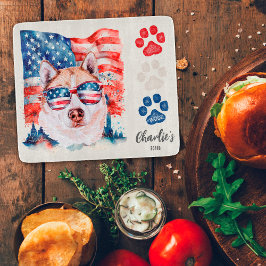 Tabla De Cortar Galletas para Perros Siberian Husky de Crema Rojo 