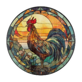 Tabla De Cortar Gallo de Vidrio Emplomado