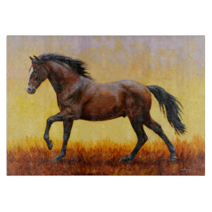 Tabla De Cortar Gallopaje de Caballo de Stallion de la Bahía Oscur