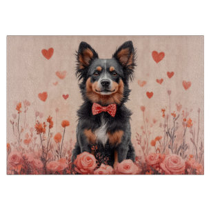 Tabla De Cortar Ganado Australiano con Rosas - Día de San Valentín