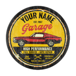 Tabla De Cortar Garaje Fastback Red Classic para coches personaliz