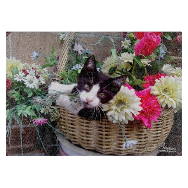 Tabla De Cortar Gatito en una cesta (Anverso)