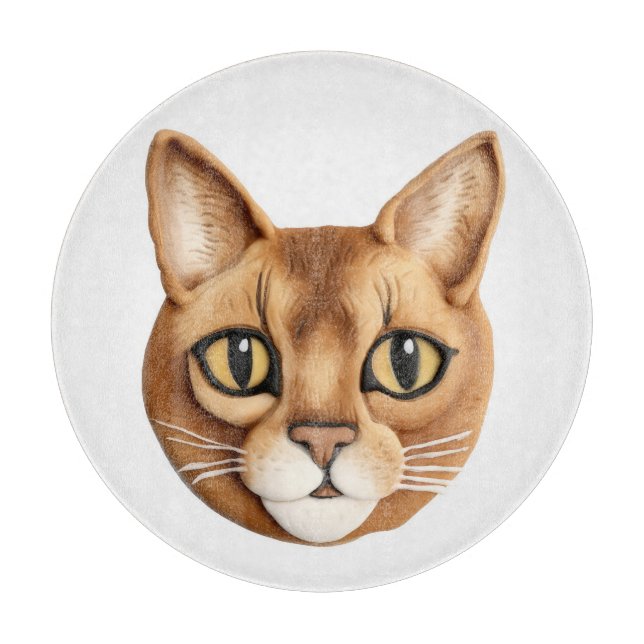 Tabla De Cortar Gato Abisinio Inspirado en 3D (Anverso)