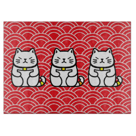 Tabla De Cortar Gato afortunado japonés o Maneki-Neko