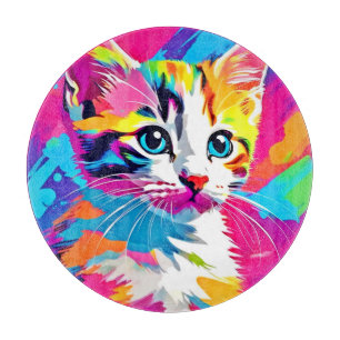 Tabla De Cortar Gato arcoiris: retrato vivo