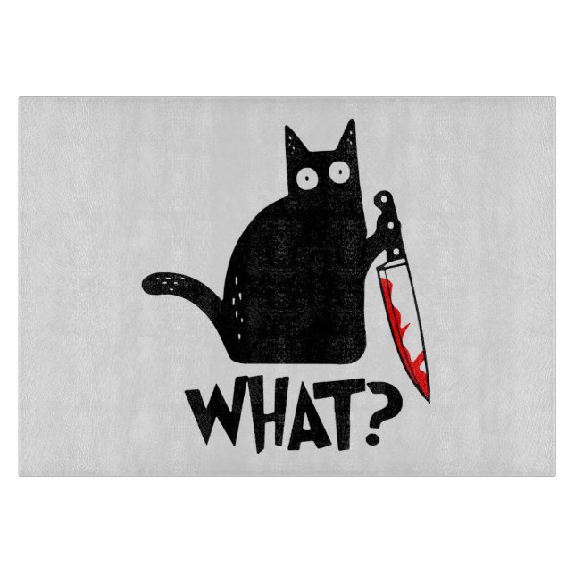 Tabla De Cortar Gato asesino con cuchillo (Anverso)