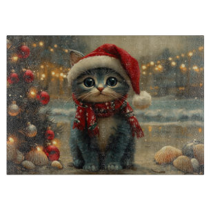 Tabla De Cortar Gato Azul Oriental Navidad Vintage Playa