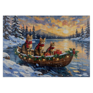 Tabla De Cortar Gato Bengal Navidad Barco Fiesta