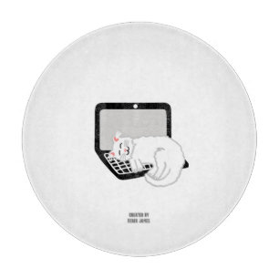 Tabla De Cortar Gato blanco durmiendo en la placa de corte de vidr