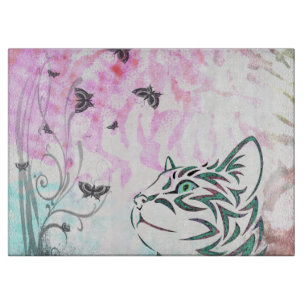 Tabla De Cortar Gato colorido