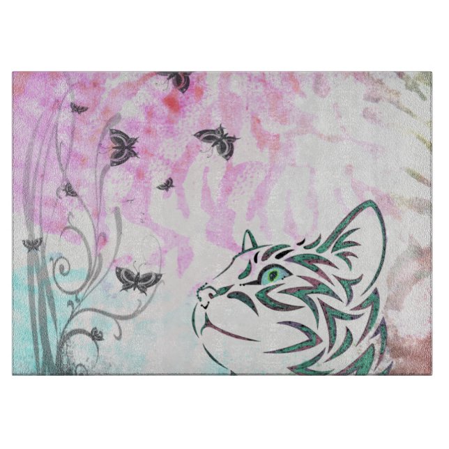 Tabla De Cortar Gato colorido (Anverso)