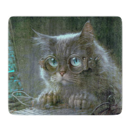 Tabla De Cortar Gato con gafas.
