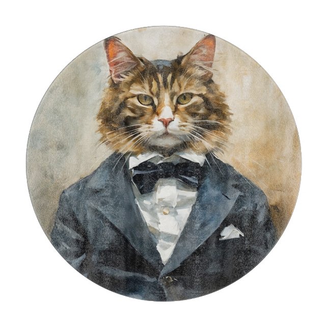 Tabla De Cortar Gato con traje (Anverso)