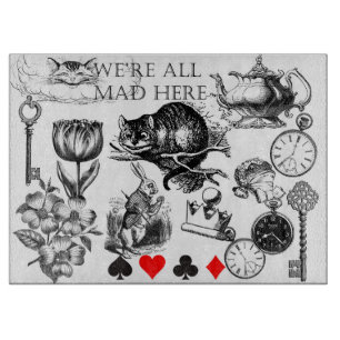 Tabla De Cortar Gato de Cheshire clásico alice en wonderland loco