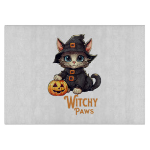 Tabla De Cortar Gato de Halloween Patas Brujas