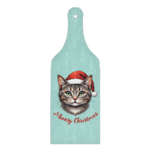 Tabla De Cortar Gato de Navidad Lindo Personalizado con Sombrero d