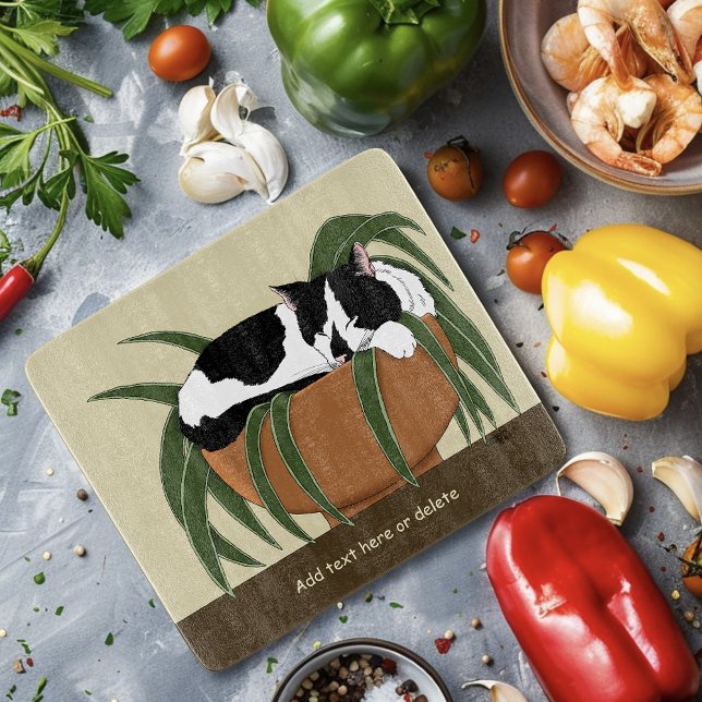 Tabla De Cortar Gato divertido de traje blanco y negro durmiendo e (Subido por el creador)