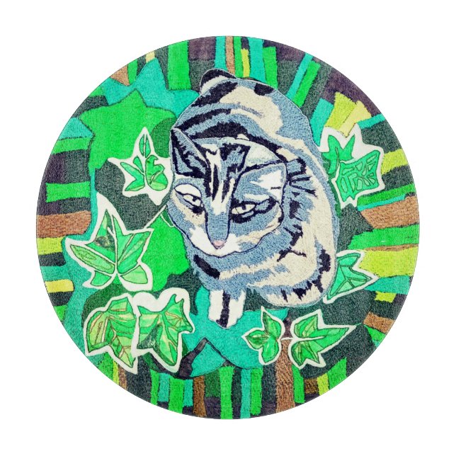 Tabla De Cortar Gato en el jardín (Anverso)
