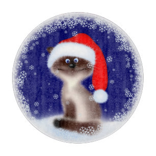 Tabla De Cortar Gato en Santa Hat