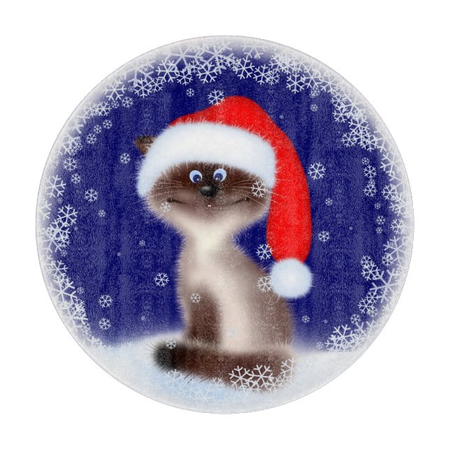 Tabla De Cortar Gato en Santa Hat (Anverso)