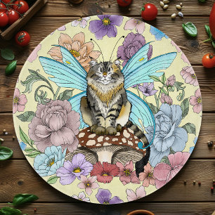 Tabla De Cortar Gato Hada Tabby Pastel Caprichoso Fantasía Floral