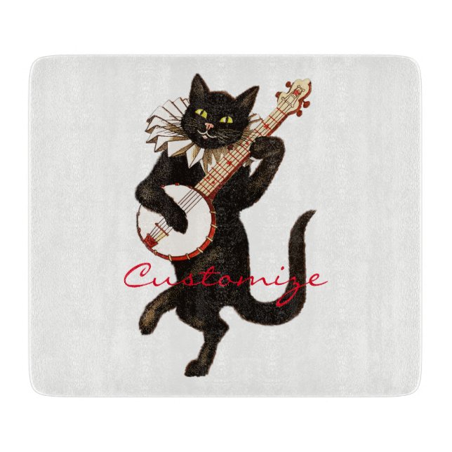 Tabla De Cortar Gato jugando Banjo Thunder_Cove (Anverso)