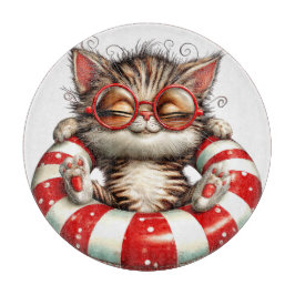 TABLA DE CORTAR GATO KITTY TEMÁTICO DE VERANO ROJO Y BLANCO ADORAB