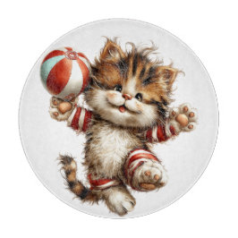TABLA DE CORTAR GATO KITTY TEMÁTICO DE VERANO ROJO Y BLANCO ADORAB