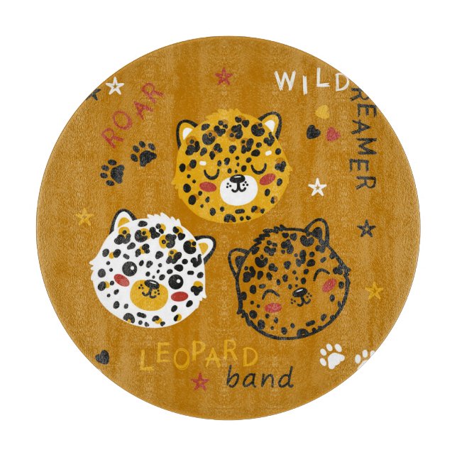 Tabla De Cortar Gato leopardo: Dibujo de té lindo (Anverso)