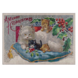 Tabla De Cortar Gato navidad Gatitos Un Feliz Vintage De Navidad