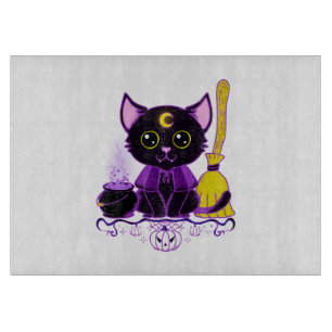 Tabla De Cortar Gato negro brujo de Halloween lindo