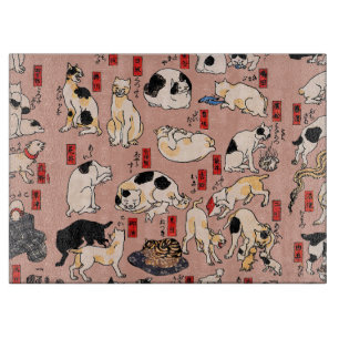 Tabla De Cortar Gato Patrón Ukiyo-e Japonés Antiguo: Kuniyoshi