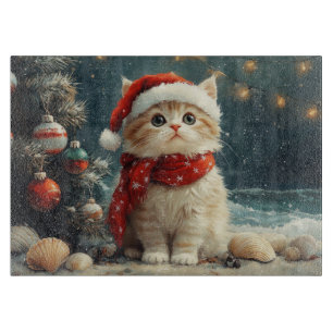 Tabla De Cortar Gato Persa Navidad Playa Vintage