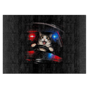 Tabla De Cortar Gato Policía Divertido Conduciendo Coche Meme de G