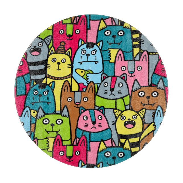 Tabla De Cortar Gato y gatitos (Anverso)