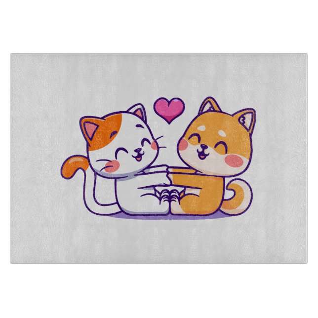 Tabla De Cortar Gato y Shiba Inu (Anverso)