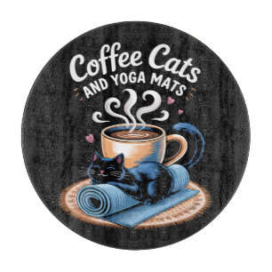 Tabla De Cortar Gatos de Café y Alfombras de Yoga Gato de Yoga Div