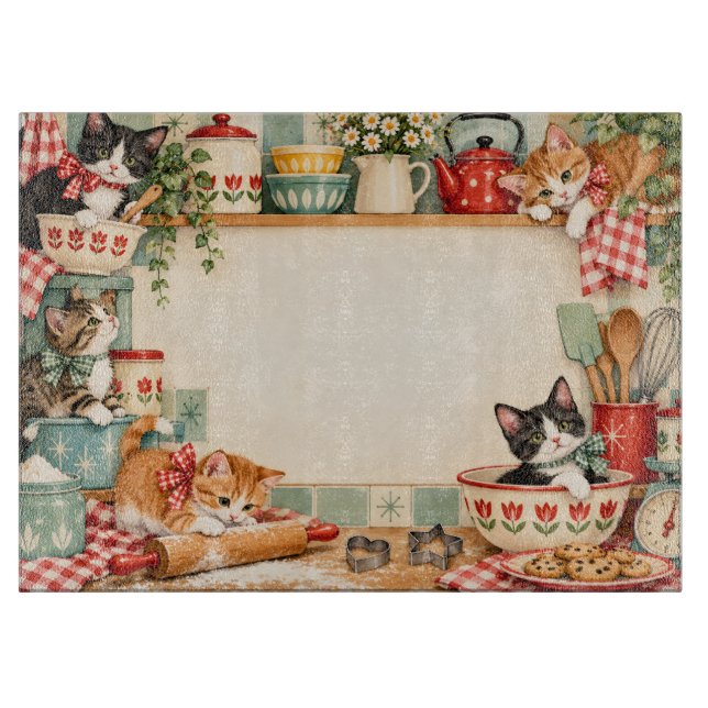 Tabla de cortar gatos de cocina retro (Anverso)