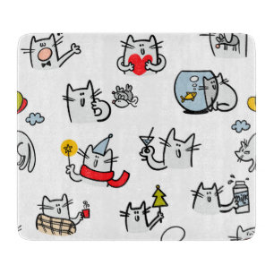 Tabla De Cortar Gatos divertidos, leche y magia.