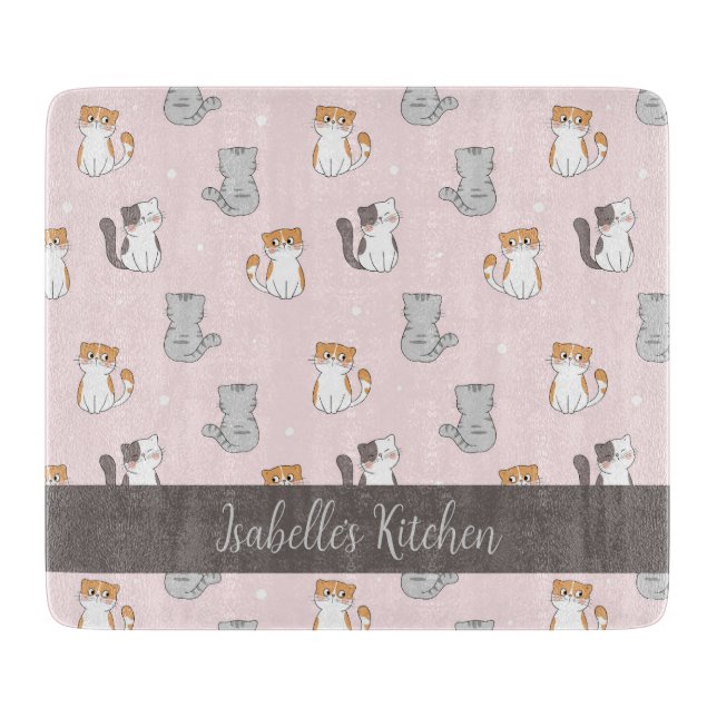 Tabla De Cortar Gatos kawaii personalizados (Anverso)