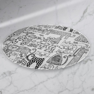 Tabla De Cortar Gatos y gatitos divertidos en blanco y negro