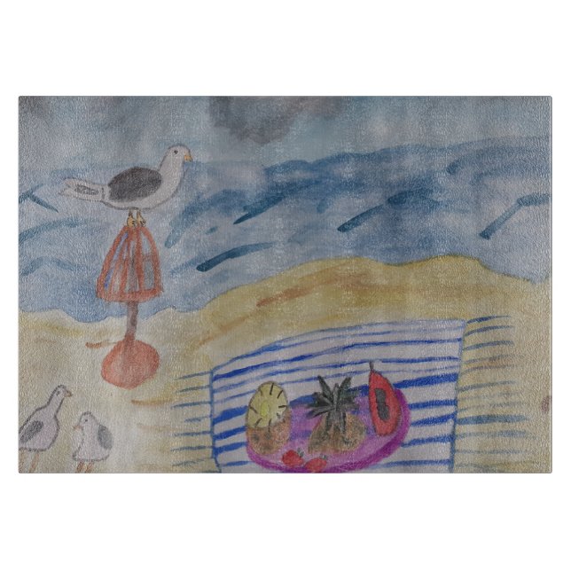 Tabla De Cortar Gaviotas En La Playa (Anverso)