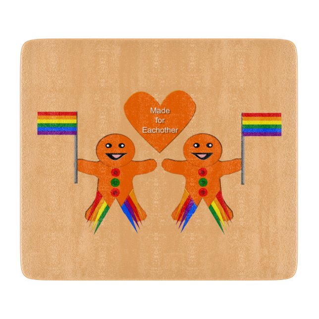 Tabla De Cortar Gay Men Navidades Gingerbread Pareja (Anverso)