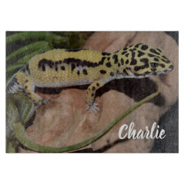 Tabla De Cortar Gecko del Leopardo Amarillo Negrita