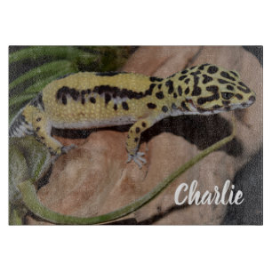Tabla De Cortar Gecko del Leopardo Amarillo Negrita