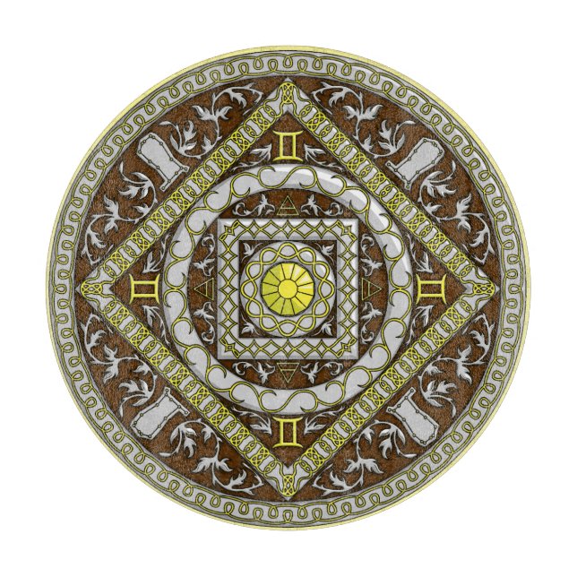 Tabla De Cortar Gemini Mandala Glass Cutting Board (Anverso)