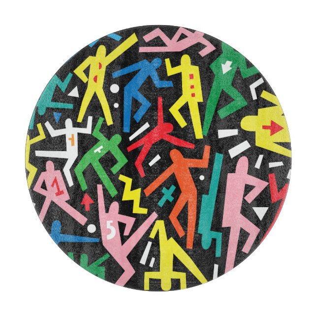 Tabla De Cortar Gente bailando, patrón de doodle set. (Anverso)