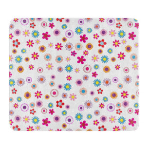 Tabla De Cortar Geo brillante. Tablero de corte de vidrio floral (