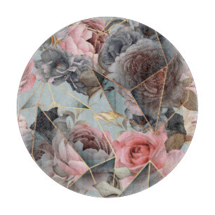 Tabla De Cortar Geometría de cristal floral, retrogrupo de luz de